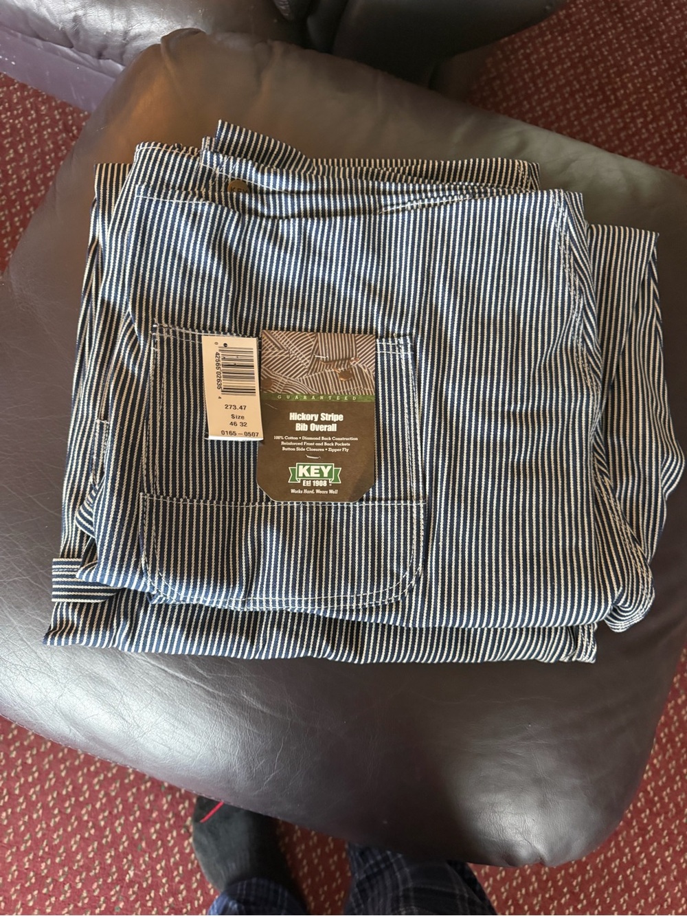 Key Men’s Hickory Stripe Cargo Pants - Navy/White